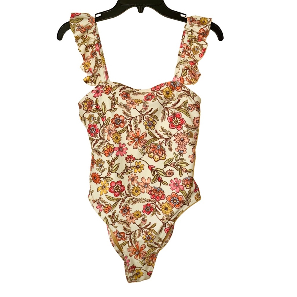 Old Navy Floral Ruffle‑Strap One‑Piece Swimsuit, Size M